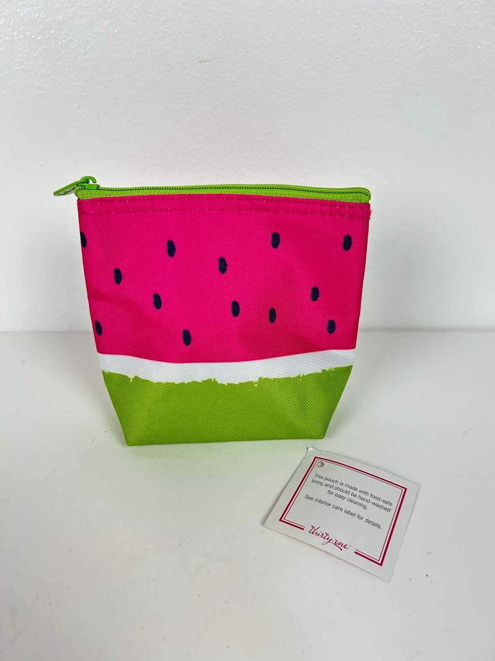 NWOT Thirty-One 31 Watermelon Cool Zip Snacker Insulated Food Safe Zipper Pouch